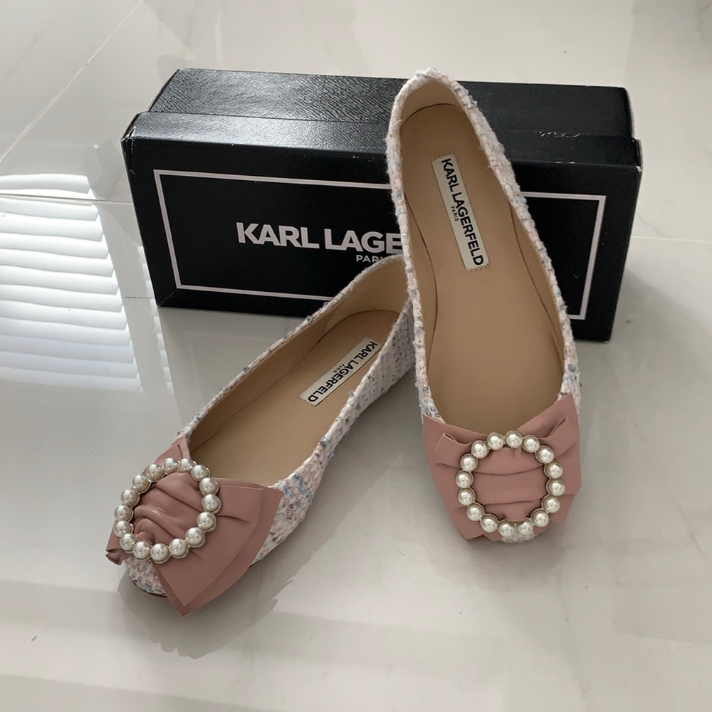Karl Lagerfeld Neutral Boucl flats